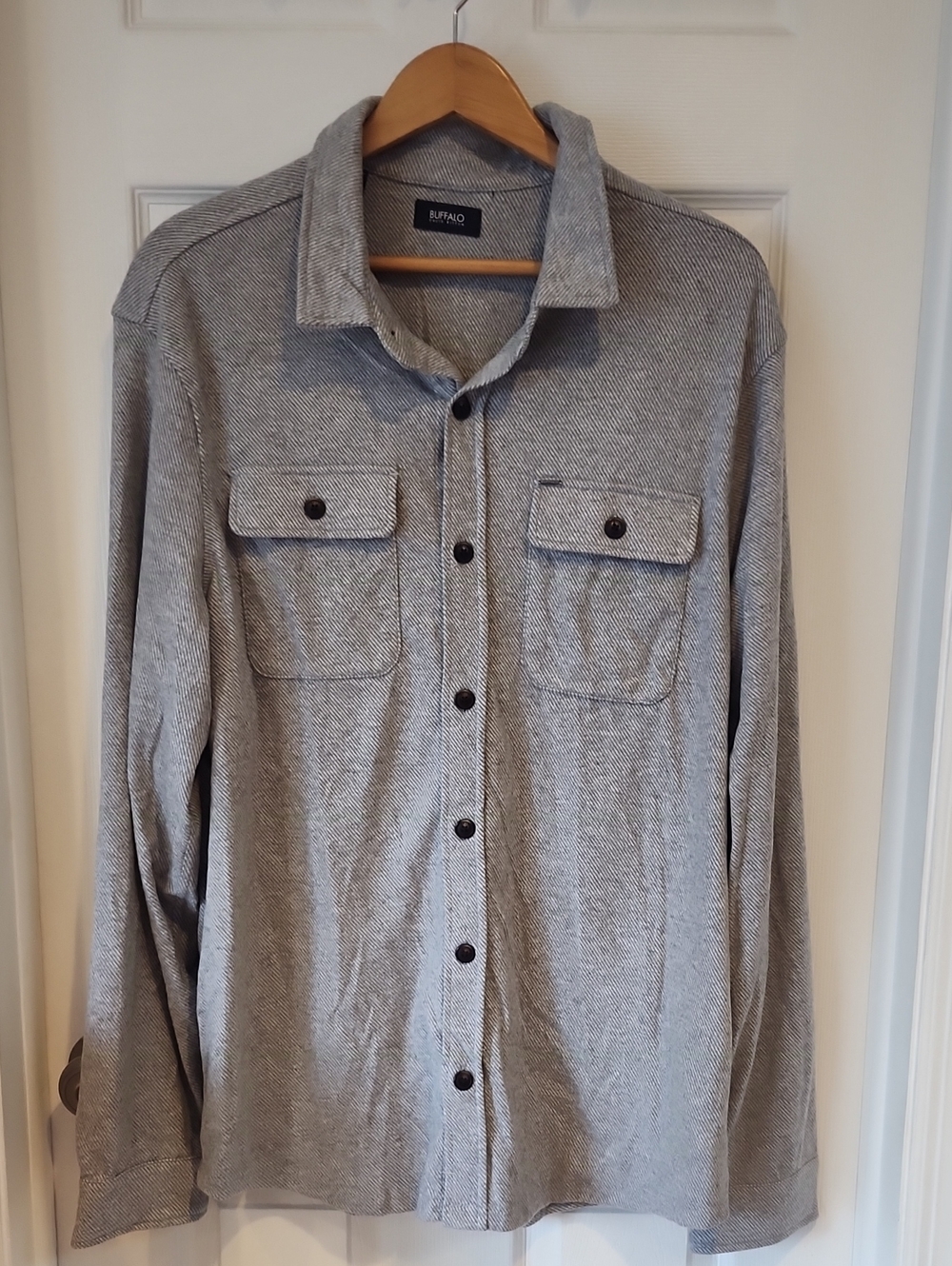 Buffalo David Bitton Light Grey Button-Front Shirt Jacket